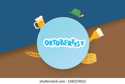 Oktoberfest lettering composition. Handwritten text with decoration. Vector illustration.