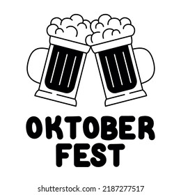 oktoberfest lettering design with beer mugs