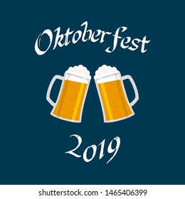 Oktoberfest lettering. Oktoberfest design for greeting cards and poster. Beer Festival banner. Vector illustration.