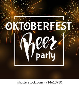 Oktoberfest lettering, a glass of beer. Autumn holidays. Vector illustration EPS10.