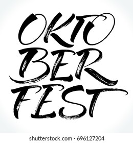 Oktoberfest lettering. Handwritten modern calligraphy, brush painted letters. Vector illustration. Template for banners, posters, merchandising, gift cards, or photo overlays.