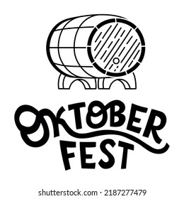 oktoberfest lettering illustration with barrel