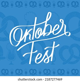 oktoberfest lettering poster over blue