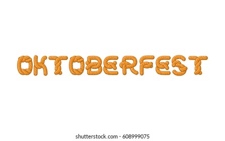 Oktoberfest lettering. Pretzel font. Bake snack alphabet. Traditional German meal is ABC