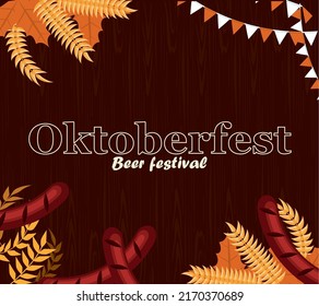 oktoberfest lettering with sausages frame