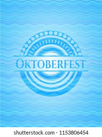 Oktoberfest light blue water wave style emblem.