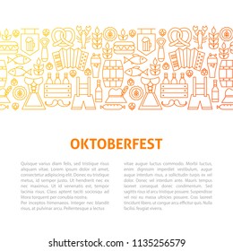 Oktoberfest Line Design Template. Vector Illustration of Outline Banner.
