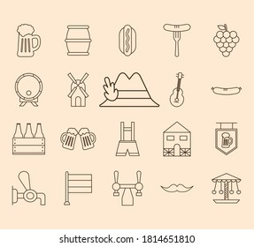 oktoberfest line style collection of icons design, Germany festival and celebration theme Vector illustration