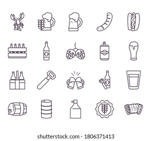 oktoberfest line style icons bundle design, Germany festival and celebration theme Vector illustration