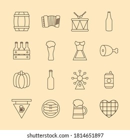 oktoberfest line style icons collection design, Germany festival and celebration theme Vector illustration