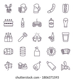 oktoberfest line style symbols set design, Germany festival and celebration theme Vector illustration