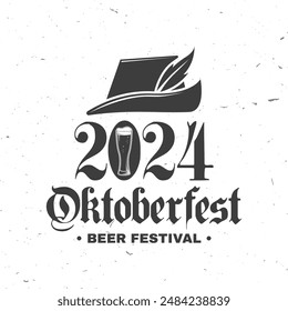 Oktoberfest logo or badge design. Vector. German traditional hat with beer mug.