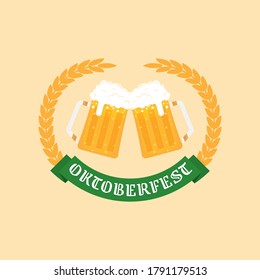 Oktoberfest logo, badge or label set. Beer festival poster or banner design elements. German fest signs