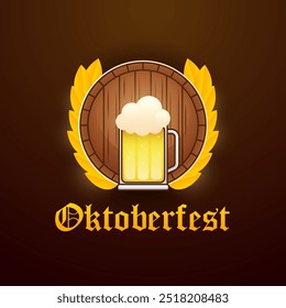 Oktoberfest Logo mit Fass und Bier-Feier-Design