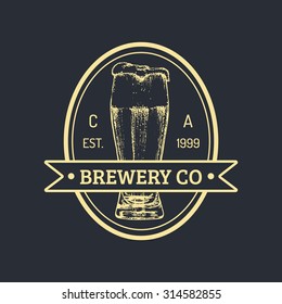 Oktoberfest logo. Beer festival sign with hand sketched glass. Vector vintage brewery label or badge. Wiesn symbol.