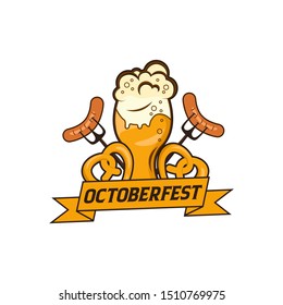 Oktoberfest logo design with glass of beer grill vector image
