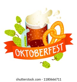 Oktoberfest logo. Isometric of oktoberfest vector logo for web design isolated on white background