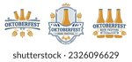 Oktoberfest logo or label set. Beer festival vintage design. October fest emblem, poster or banner template. Traditional German, Bavarian beer festival sign or icon. Vector illustration.