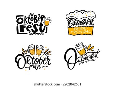 Oktoberfest logo and sign lettering. Hand drawn calligraphy and modern typography vector art. Design for banner, poster and web.