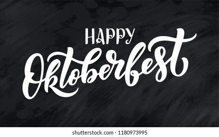 Oktoberfest logotype. Beer Festival vector lettering banner. Illustration of Bavarian festival design on textured background. Hand drawn typography for logo, poster, card, postcard