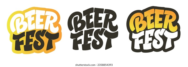 Oktoberfest logotype. Beer Festival vector banner. Illustration of Bavarian festival design on textured background with floral wreath. Blue, white lettering typography for logo, poster, card, postcard