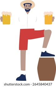 Oktoberfest Homem Cerveja Barril Verão Casual Drink