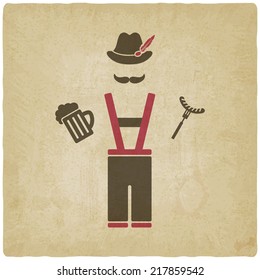 Oktoberfest man with beer mug and sausage - vector illustration. eps 10