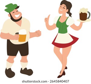 Oktoberfest Oktoberfest Man Woman Beer Serving