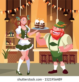 Oktoberfest man and woman design, Germany festival celebration europe landmark munich culture and party theme Vector illustration