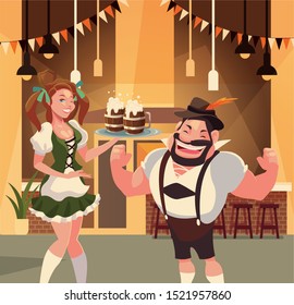 Oktoberfest man and woman design, Germany festival celebration europe landmark munich culture and party theme Vector illustration