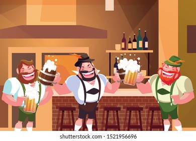 Oktoberfest men design, Germany festival celebration europe landmark munich culture and party theme Vector illustration