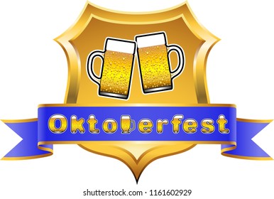 Oktoberfest motif with coat of arms and banderole