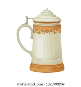 Oktoberfest Mug or German Stein with Lid Vector Illustration