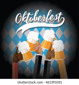 Oktoberfest multicultural beer toast design. EPS 10 vector.