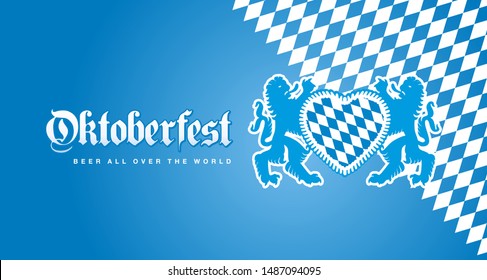 Oktoberfest Munich Beer all over the World blue logo landscape background