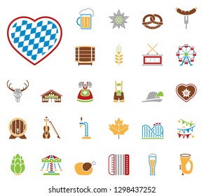 "Oktoberfest" in Munich - Iconset (Icons) / with German Inscription