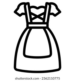 Oktoberfest national dress line icon, Oktoberfest concept, Bavarian Woman dress sign on white background, German traditional national clothing icon in outline style. Vector graphics