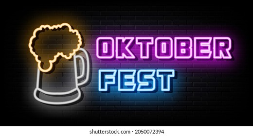 Oktoberfest neon signs vector. design template neon sign