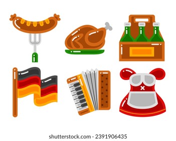 oktoberfest objects vector illustrations set