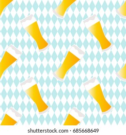 Oktoberfest, Octoberfest beer seamless pattern with rhombus textured background