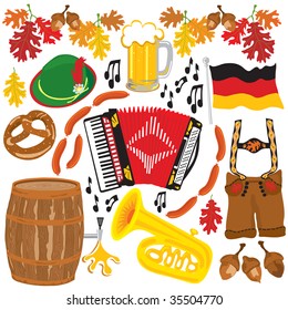 Oktoberfest party clipart elements isolated on white