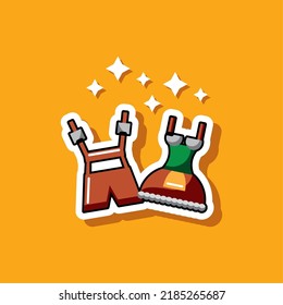 Oktoberfest party costume dirndl and lederhosen german clothing sticker illustration