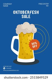 Oktoberfest Party Flyer Cartoon Hand Drawn Templates Background Illustration