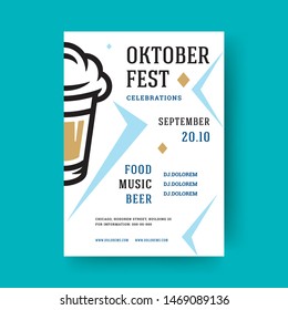 Oktoberfest party flyer or poster vintage typography template design willkommen zum invitation beer festival celebration vector illustration. Beer mug symbol with decoration.