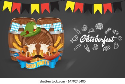 oktoberfest party illustration with element festival. design background, banner, card, template