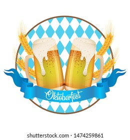 Oktoberfest party illustration with fresh beer. celebration traditional beer 