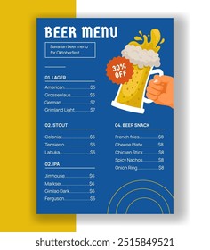 Oktoberfest Party Menu Flat Cartoon Hand Drawn Templates Background Illustration