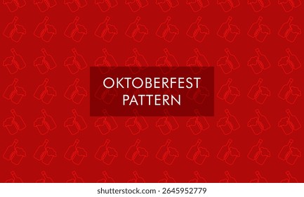Padrão Oktoberfest com garrafa de cerveja e elementos de vidro em estilo de contorno

