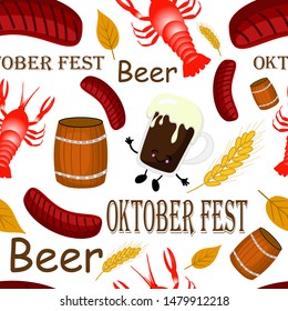 Oktoberfest pattern on a white background. Oktoberfest sticker, flyer, poster, banner, tag or label.