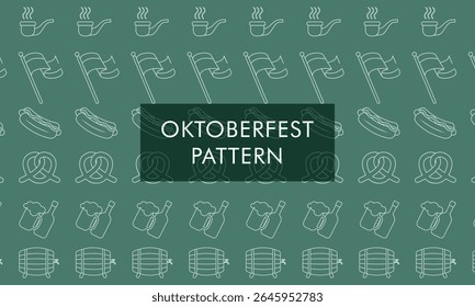 Padrão do Oktoberfest com elementos tradicionais no estilo do contorno